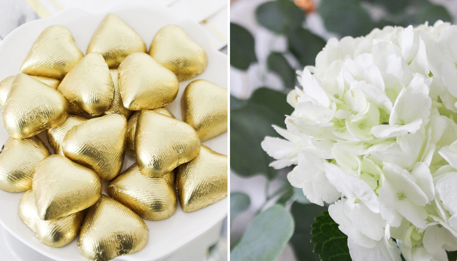 Pretty decor ideas for a Gold Geometric Botanical Bridal Shower.
