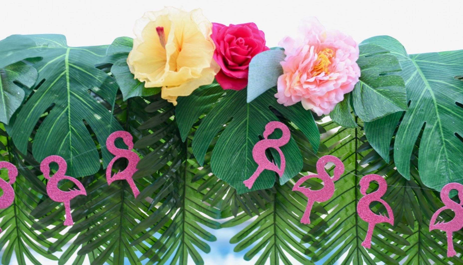 Tropical Flamingo Palm Leaves Party Decorations With Paper - Temu