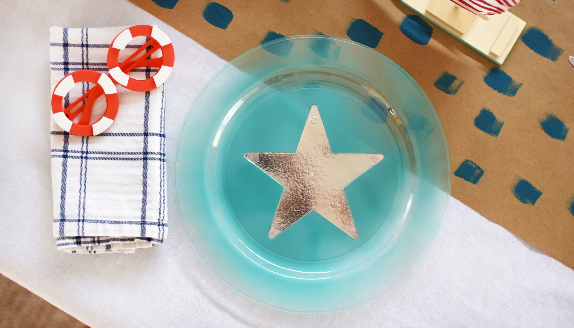 Nautical Patriotic 4th of July table Star plate