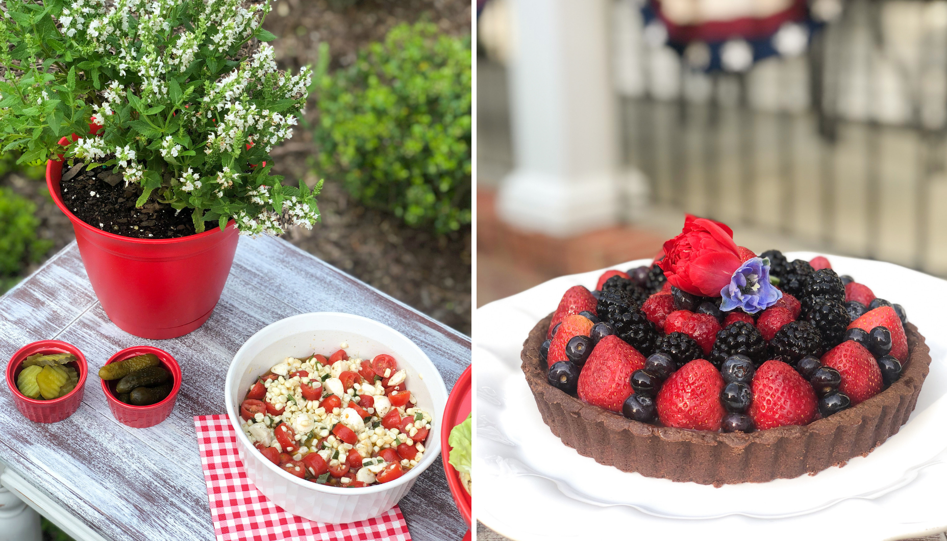 All-American favorites like corn salad and berry pie are pefect for a Rustic 4th of July Party!