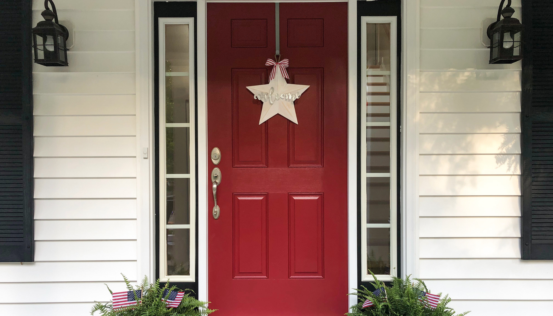 A DIY Rustic Star Hanging is the perfect way to greet guests onto your patriotic porch!