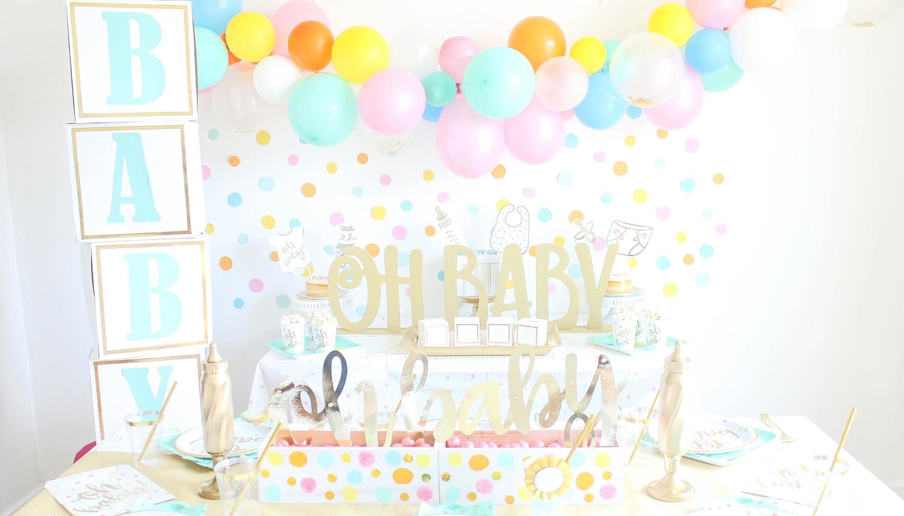 Whaline Gold Baby Shower Decorations Set and White Gender Neutral...