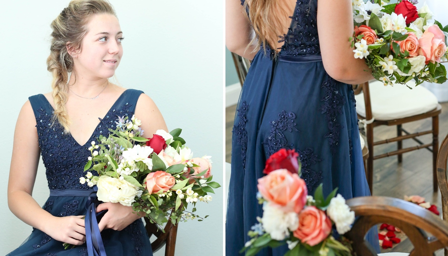 ceremony florals navy marsala and coral wedding