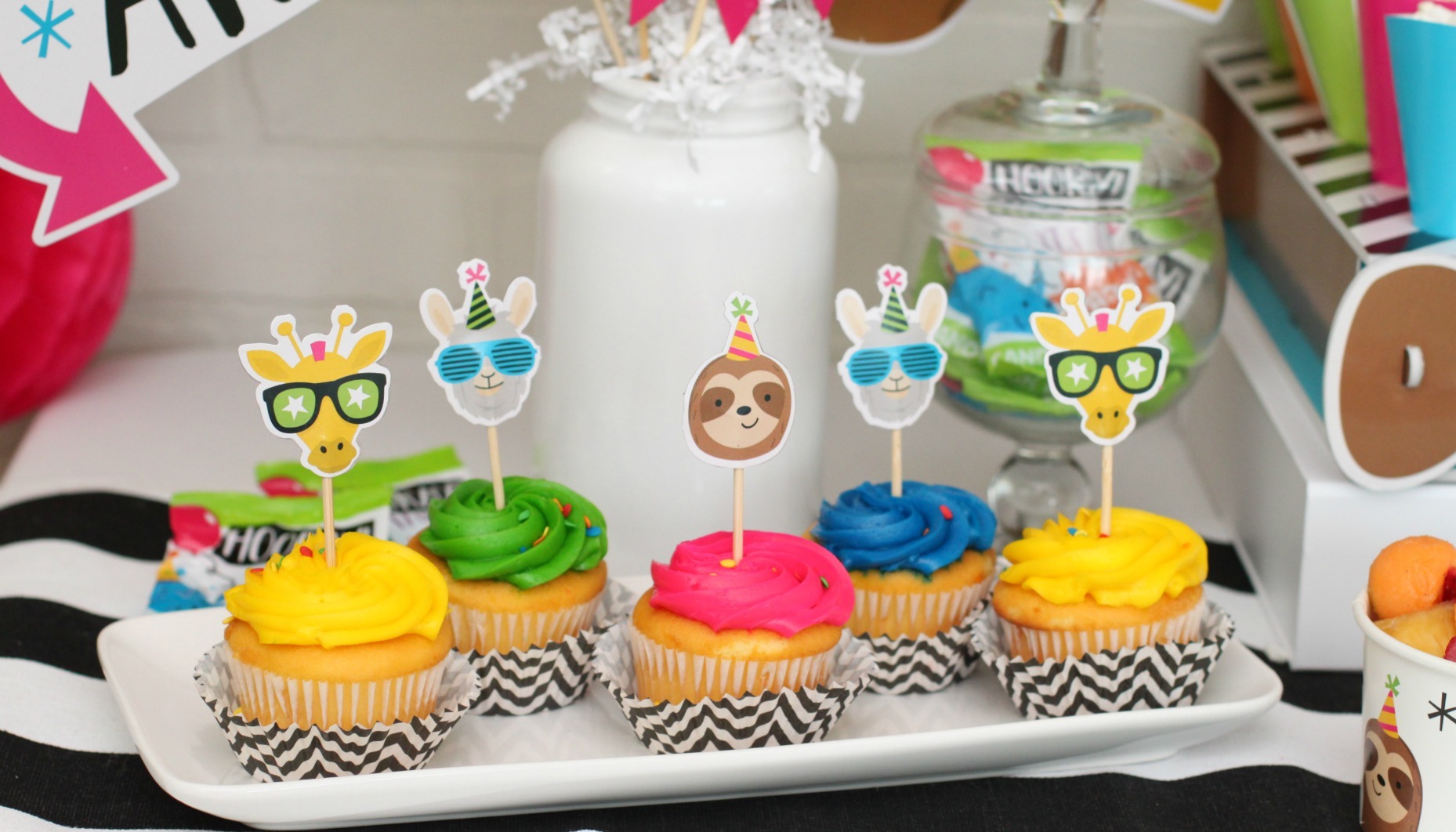 24PC Cupcake Topper Decor Sweet Party Birthday Supply Cake Animal Picks USS 