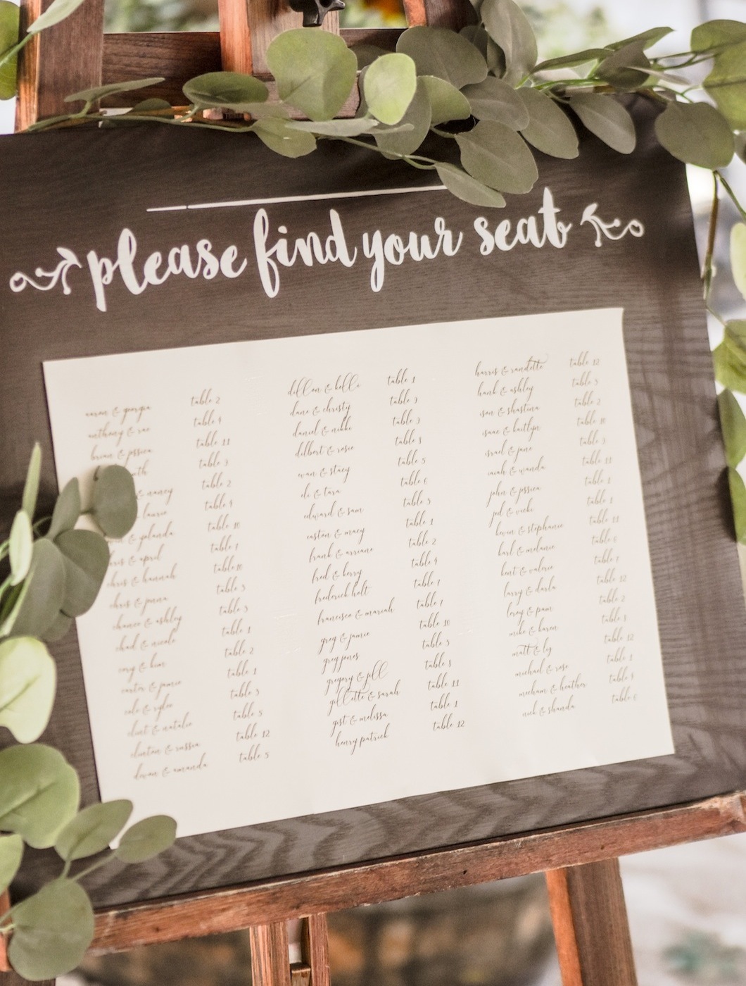 seating chart fall farmhouse wedding by kara's party ideas