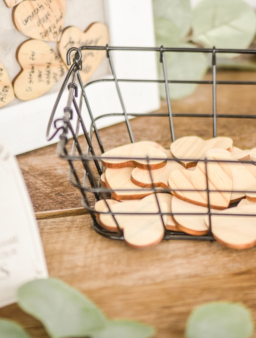wooden heart signatures fall farmhouse wedding by kara's party ideas