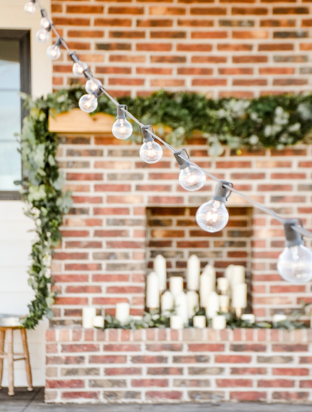brick outdoor fireplace decor fall farm farmhouse wedding by Kara's Party Ideas