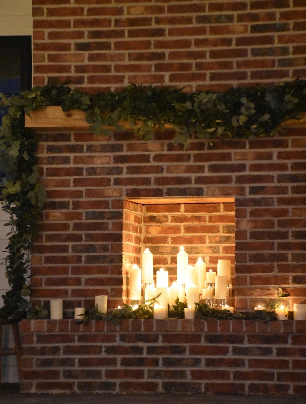 romantic night candles fireplace country farm farmhouse wedding by Kara's Party Ideas