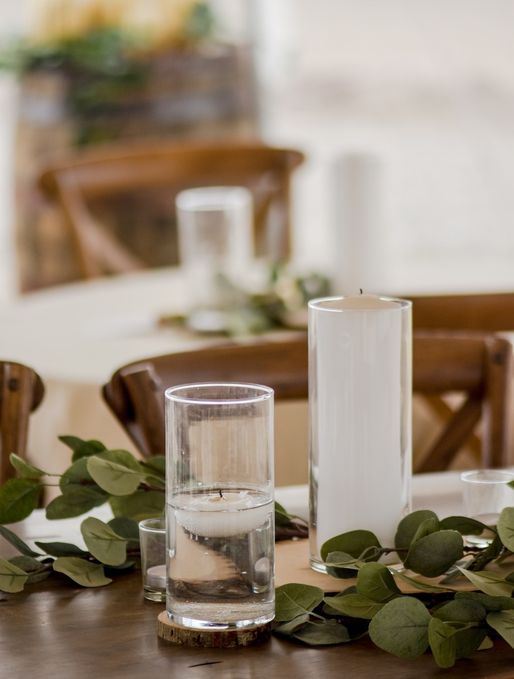 rustic chic candle centerpieces at fall farm farmhouse wedding by kara's party ideas