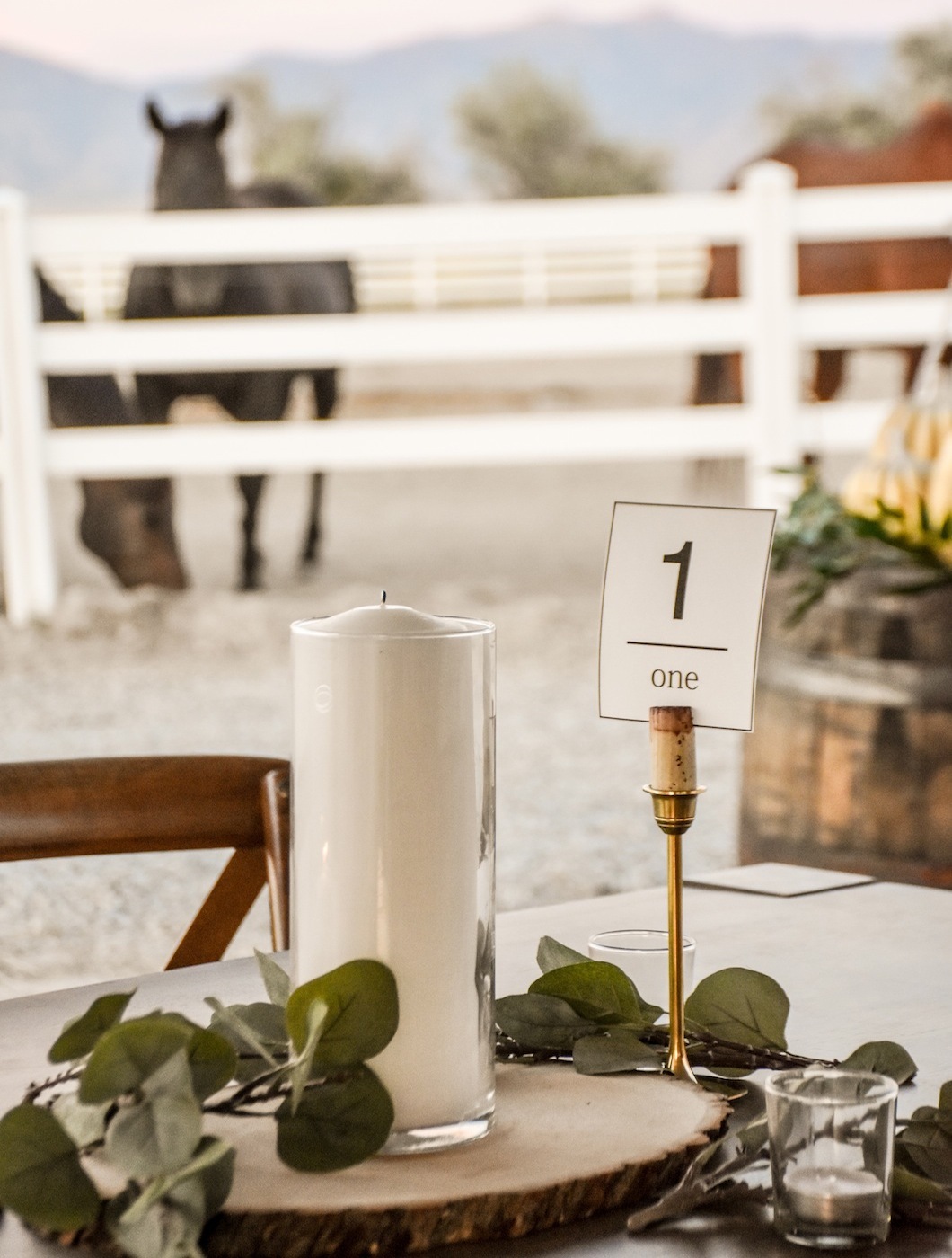 rustic farmhouse fall wedding centerpiece wood and greenery with candles by kara's party ideas
