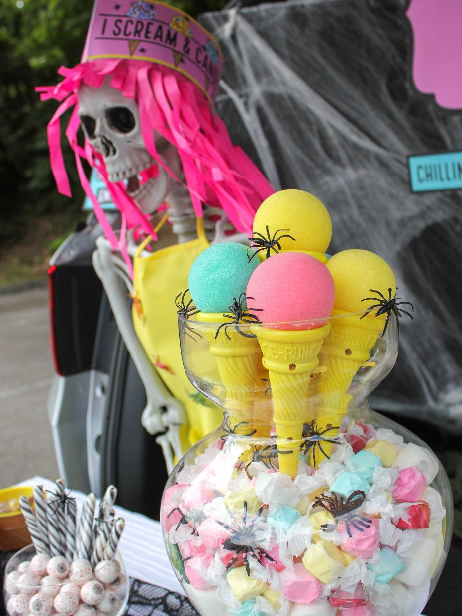 skeleton with toy ice cream cones