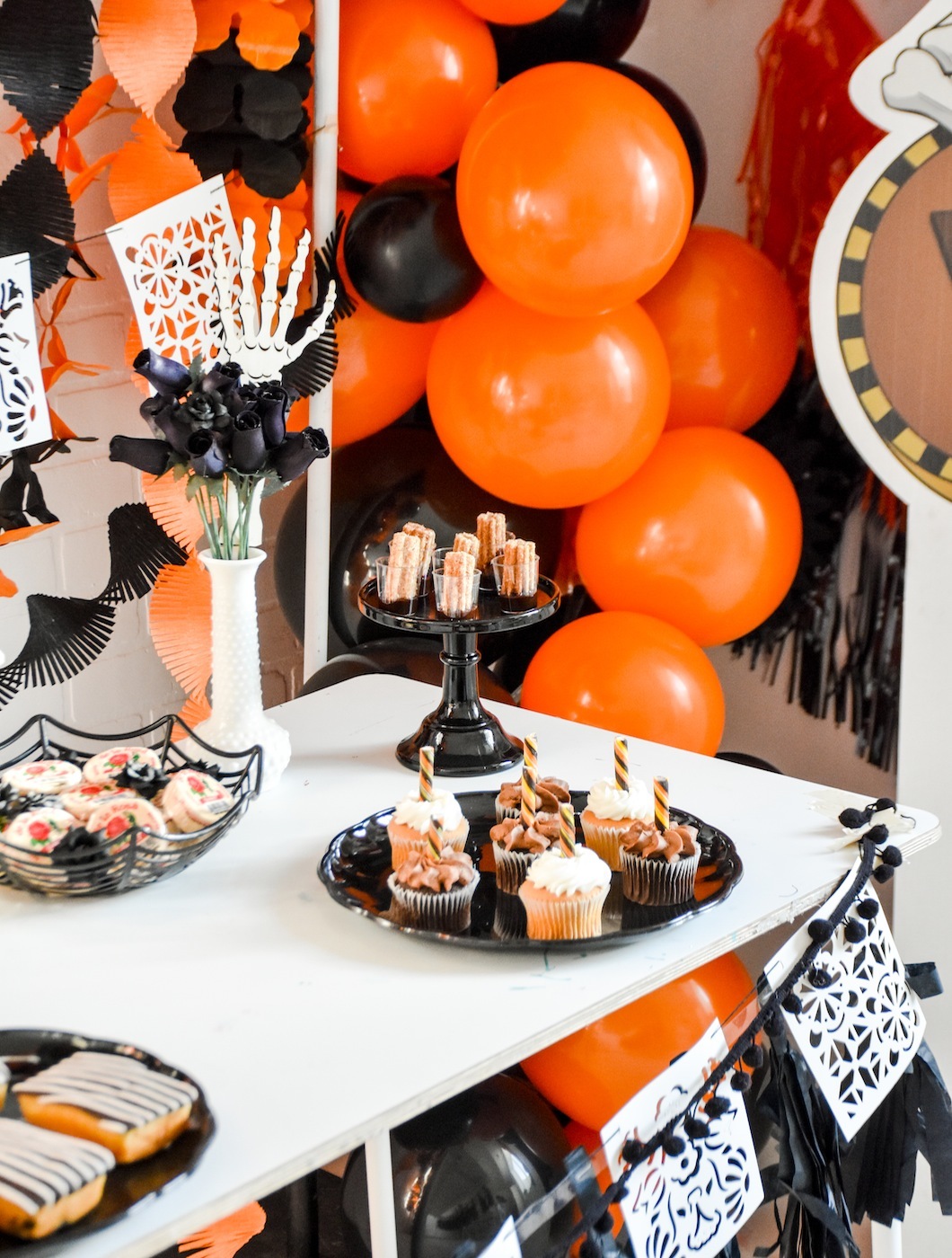 Dessert Table Cupcakes Skeleton Halloween Fiesta Mexican Party by Kara's Party Ideas for Oriental Trading Company