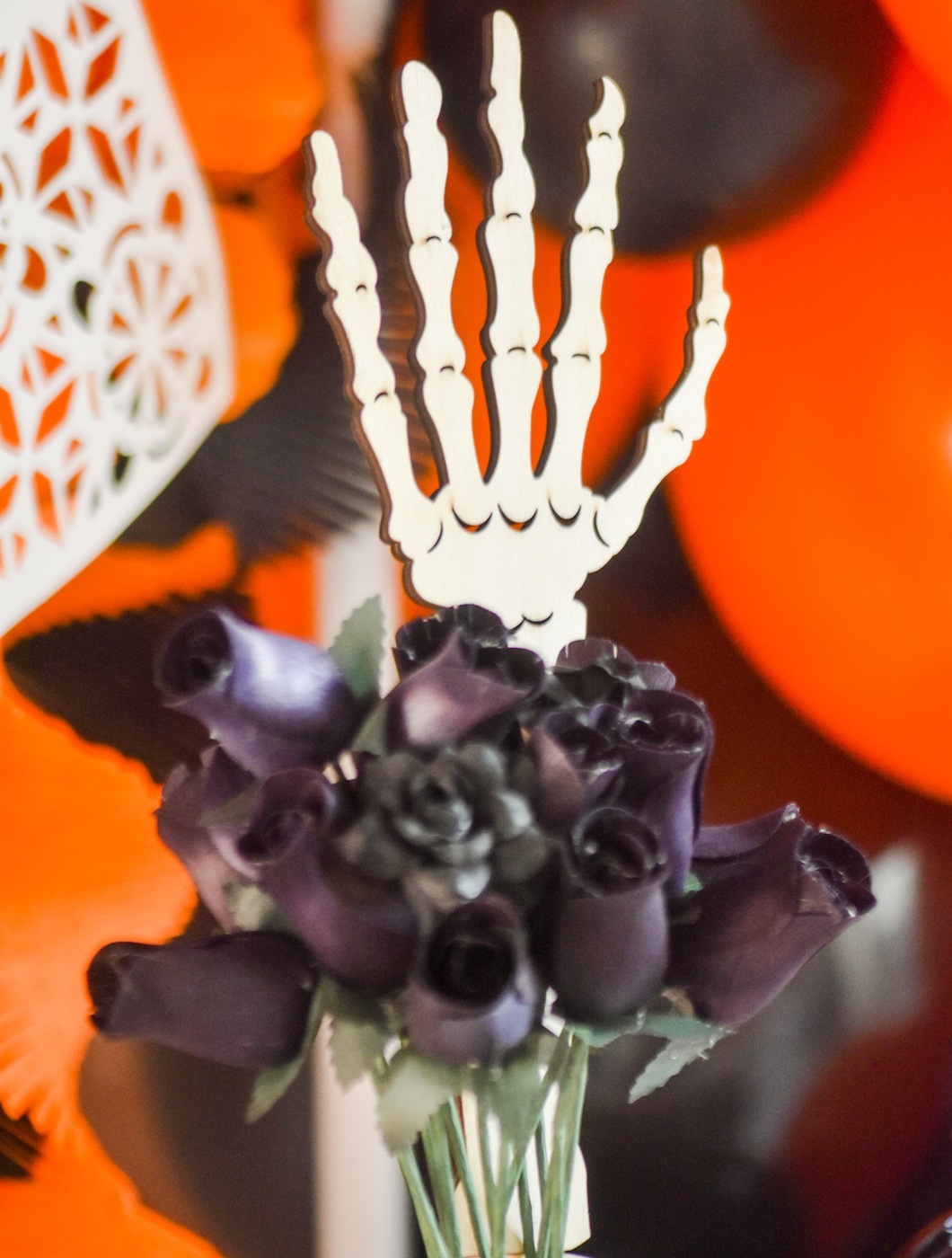 Bone Hand in Floral Arrangement Skeleton Halloween Fiesta Mexican Party by Kara's Party Ideas for Oriental Trading Company