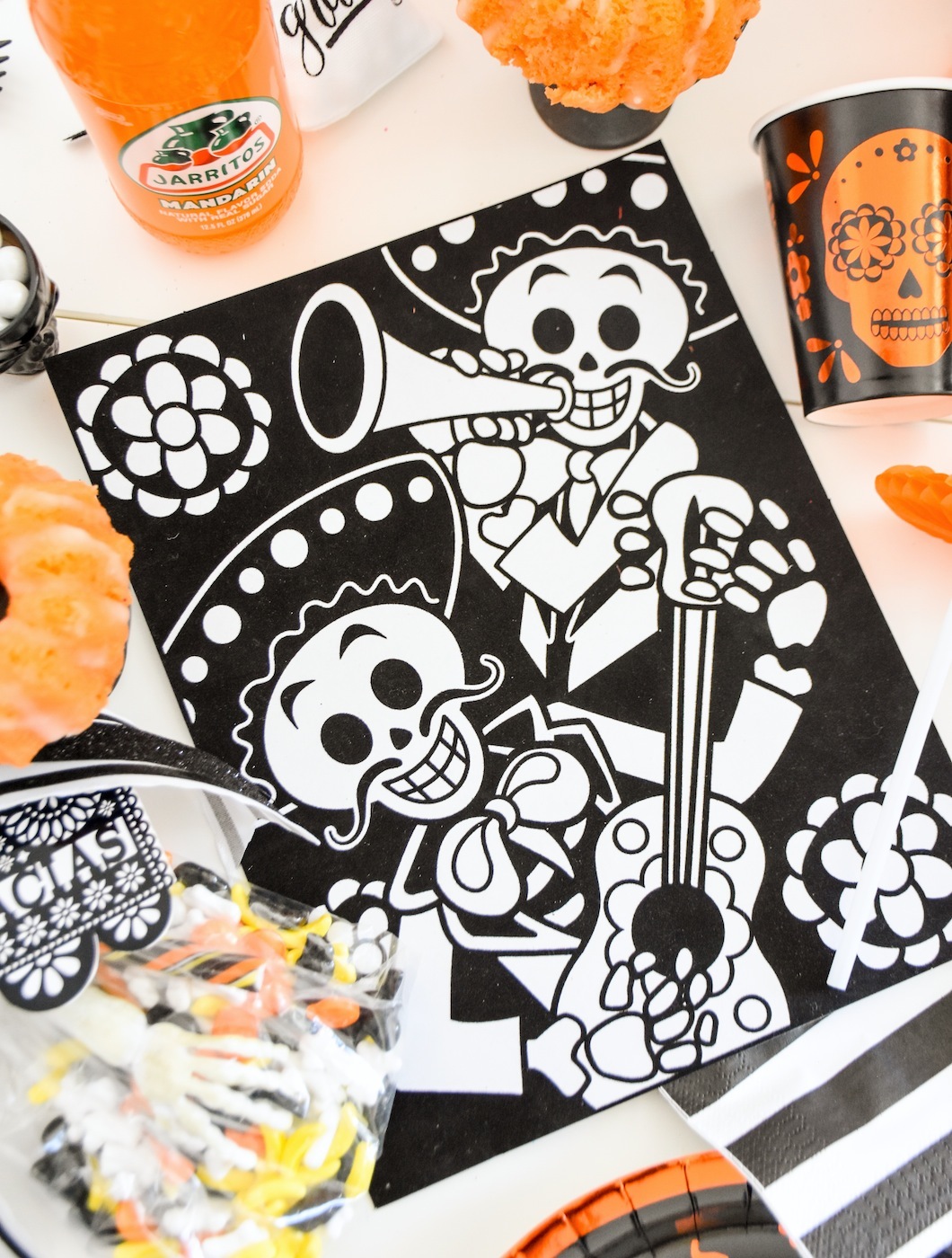 Coloring Paper Activity Skeleton Halloween Fiesta Mexican Party by Kara's Party Ideas for Oriental Trading Company