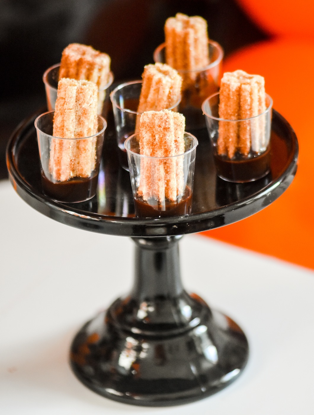 Mini Churros in Chocolate Cups Skeleton Halloween Fiesta Mexican Party by Kara's Party Ideas for Oriental Trading Company