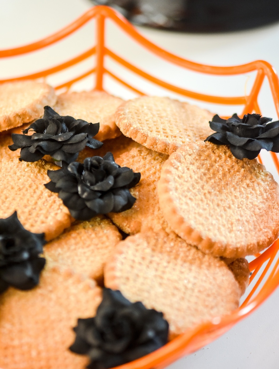Wafer Cookies in Spider Bowl with Flowers Skeleton Halloween Fiesta Mexican Party by Kara's Party Ideas for Oriental Trading Company