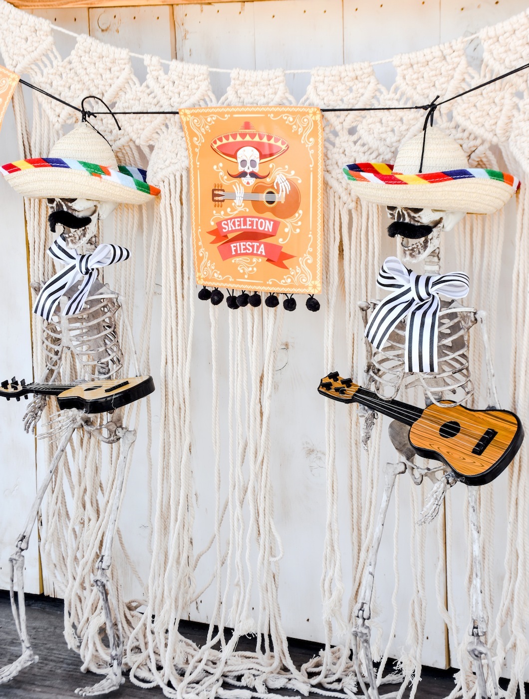 Macrame Garland Banner Skeleton Halloween Fiesta Mexican Party by Kara's Party Ideas for Oriental Trading Company