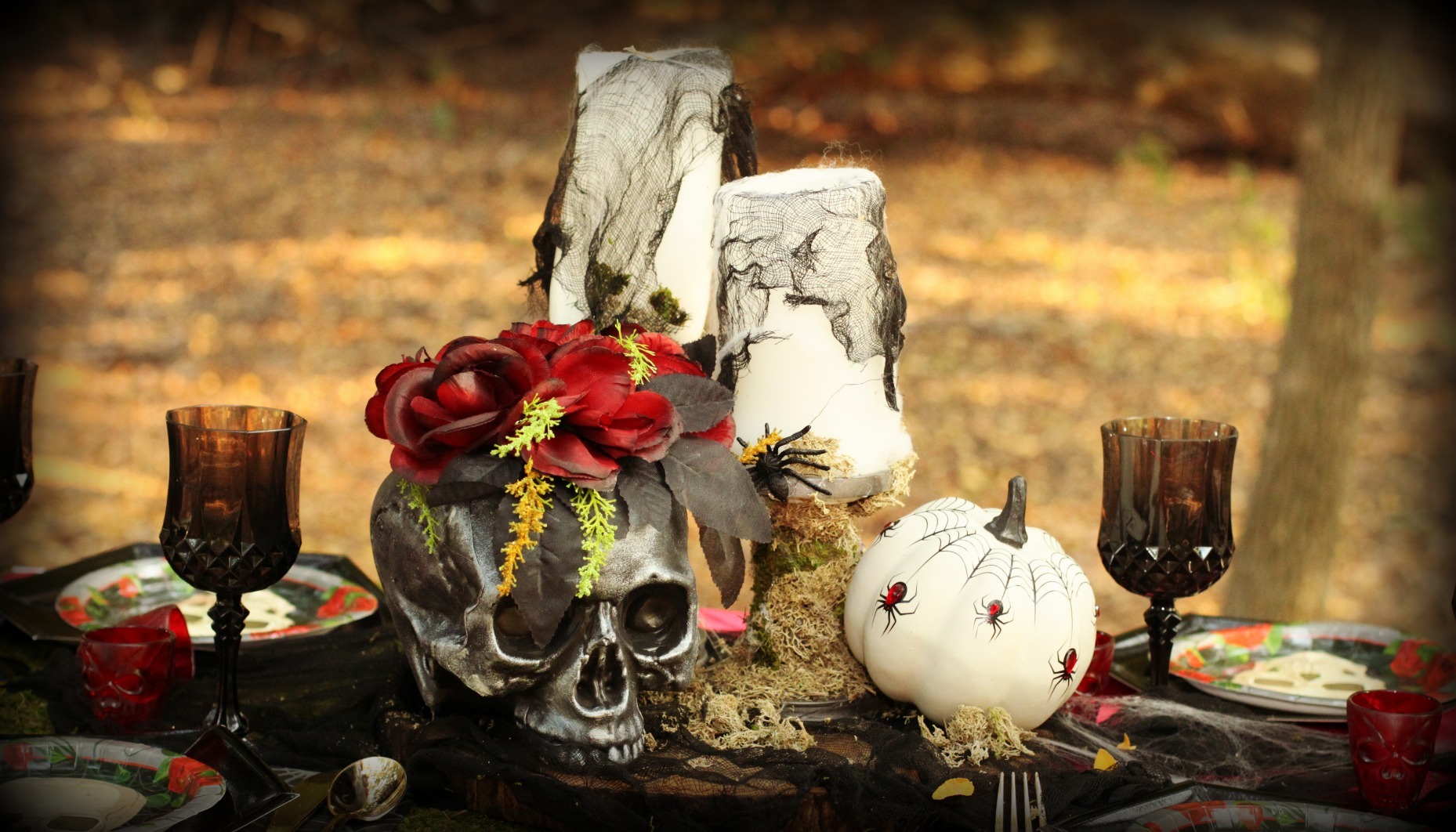 diy haunted candlestick centerpiece DIY Haunted Candlestick Centerpiece