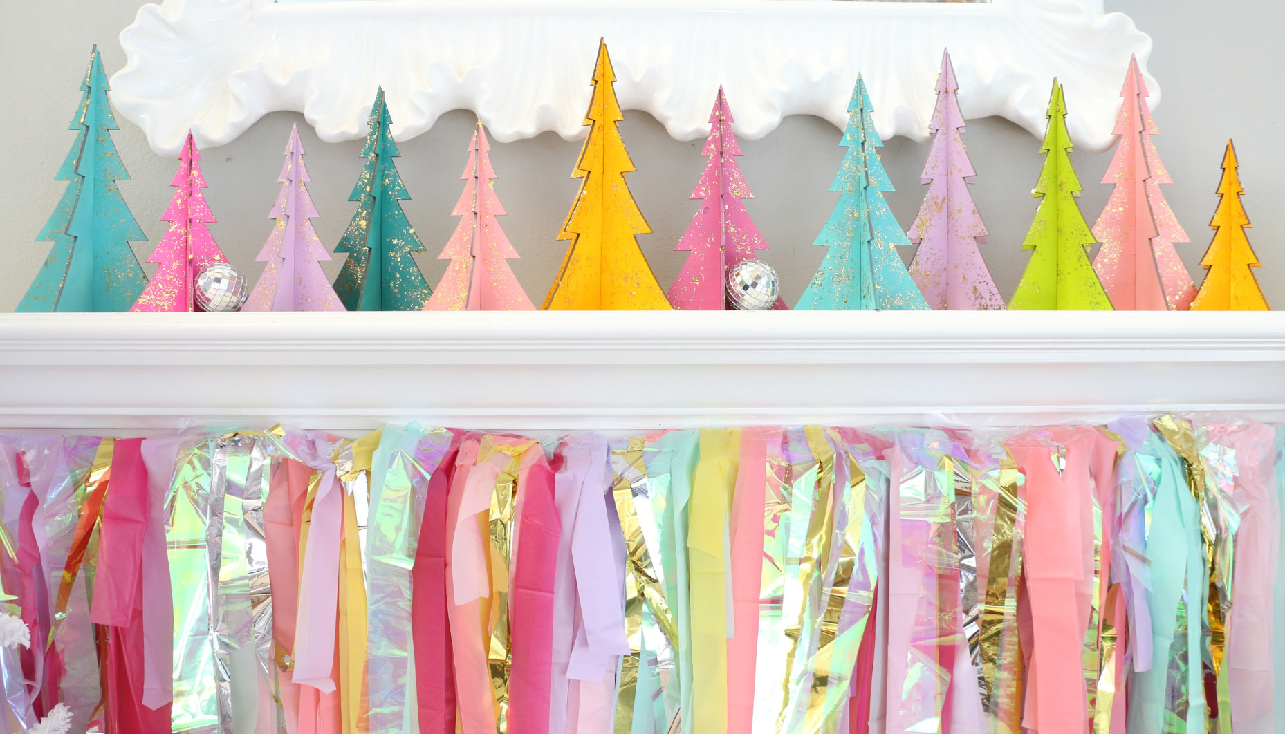 Bright Candy Themed Tree and Mantle