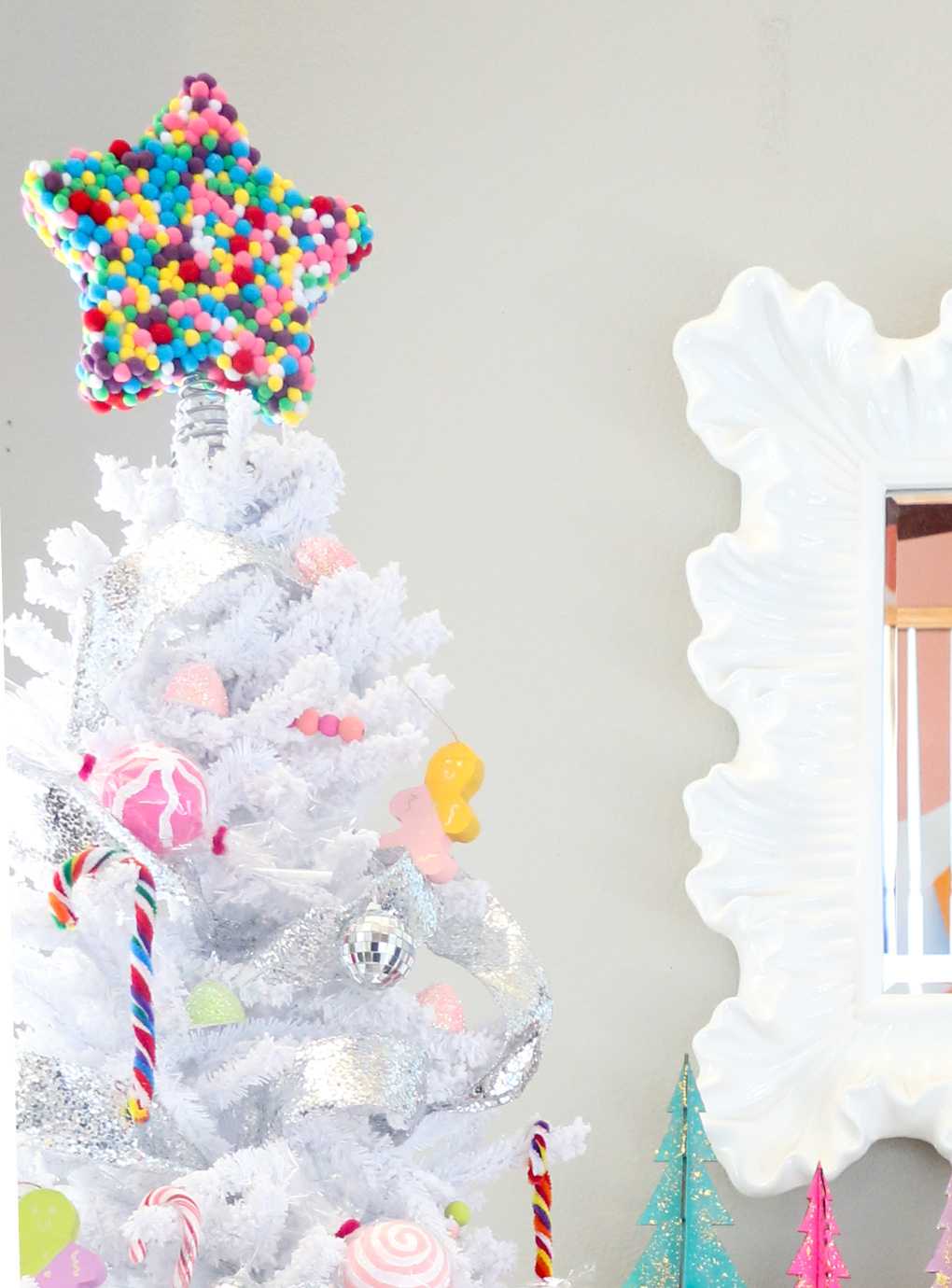 Bright Candy Themed Tree and Mantle