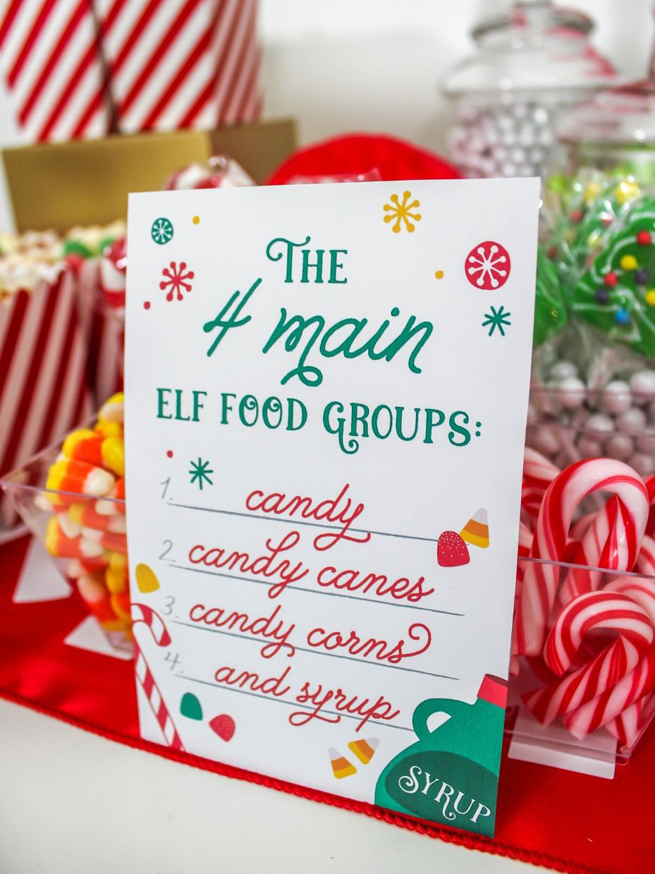 Four Main Elf Food Groups Sign