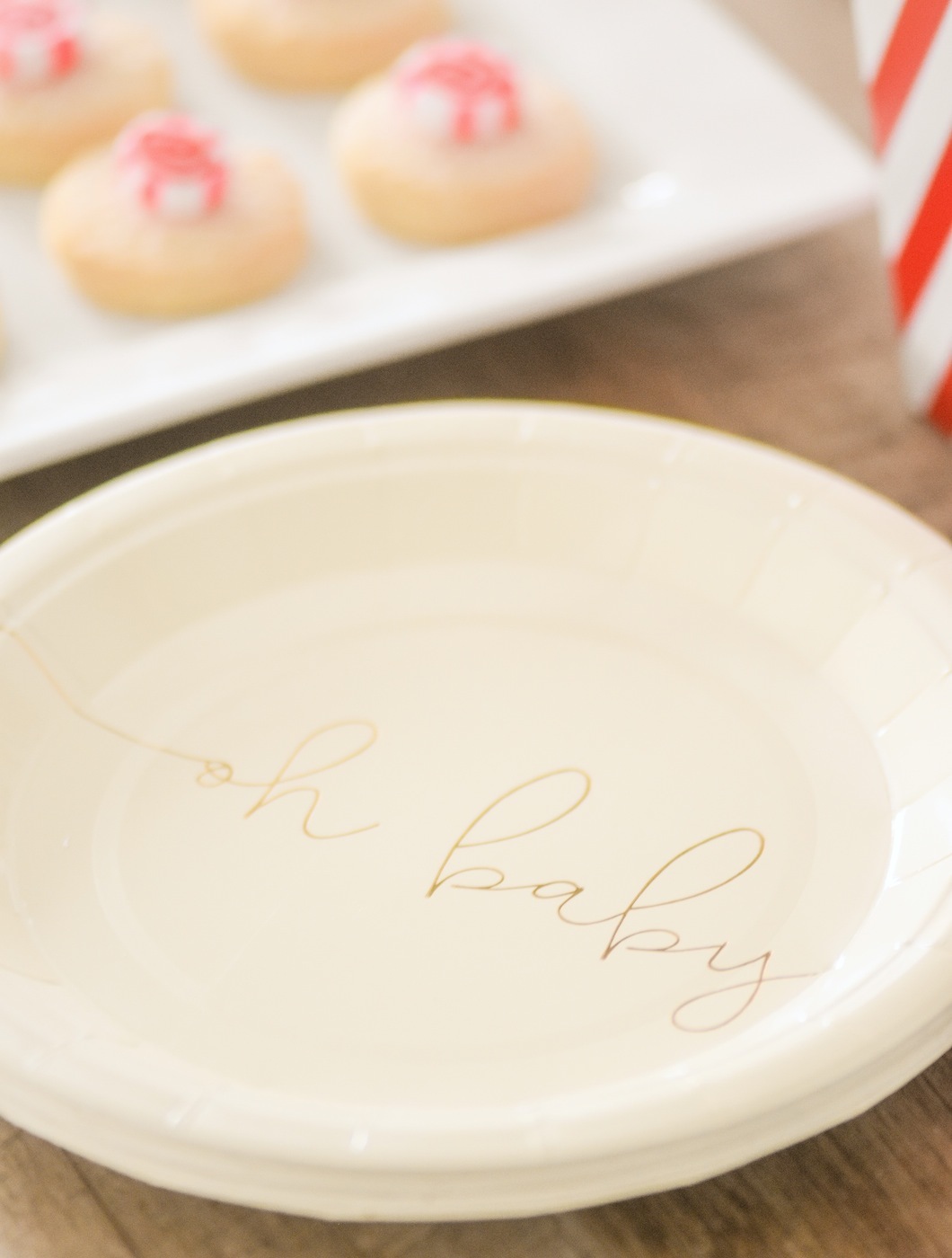 Oh Baby Plates Gingerbread House Holiday Christmas baby shower table and ideas