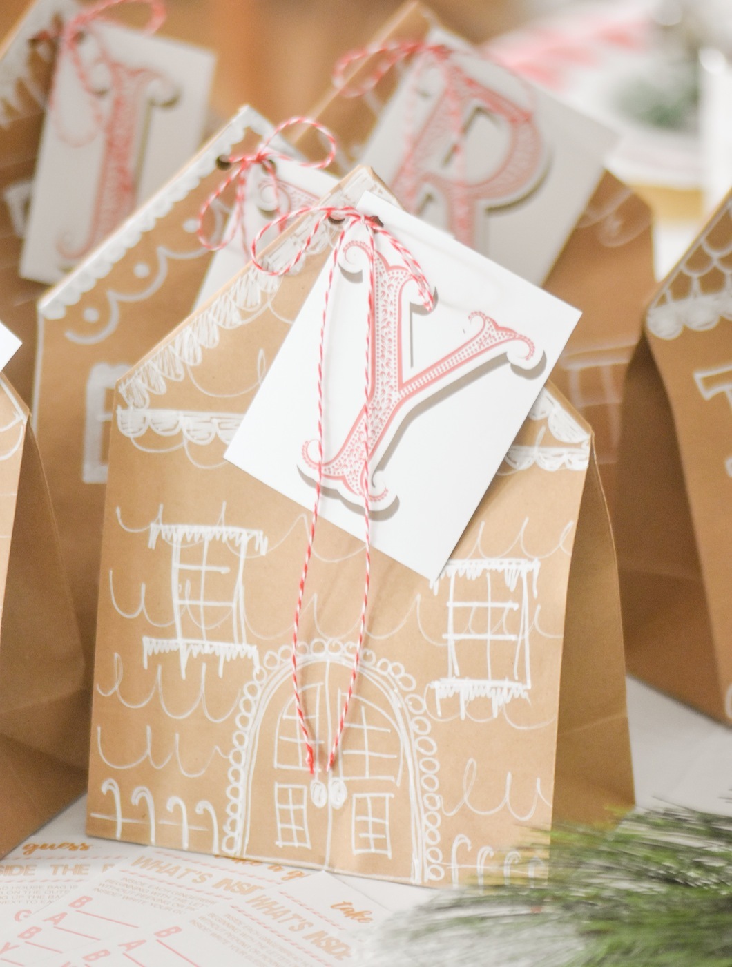 Guessing Game at Gingerbread House Holiday Christmas baby shower table and ideas