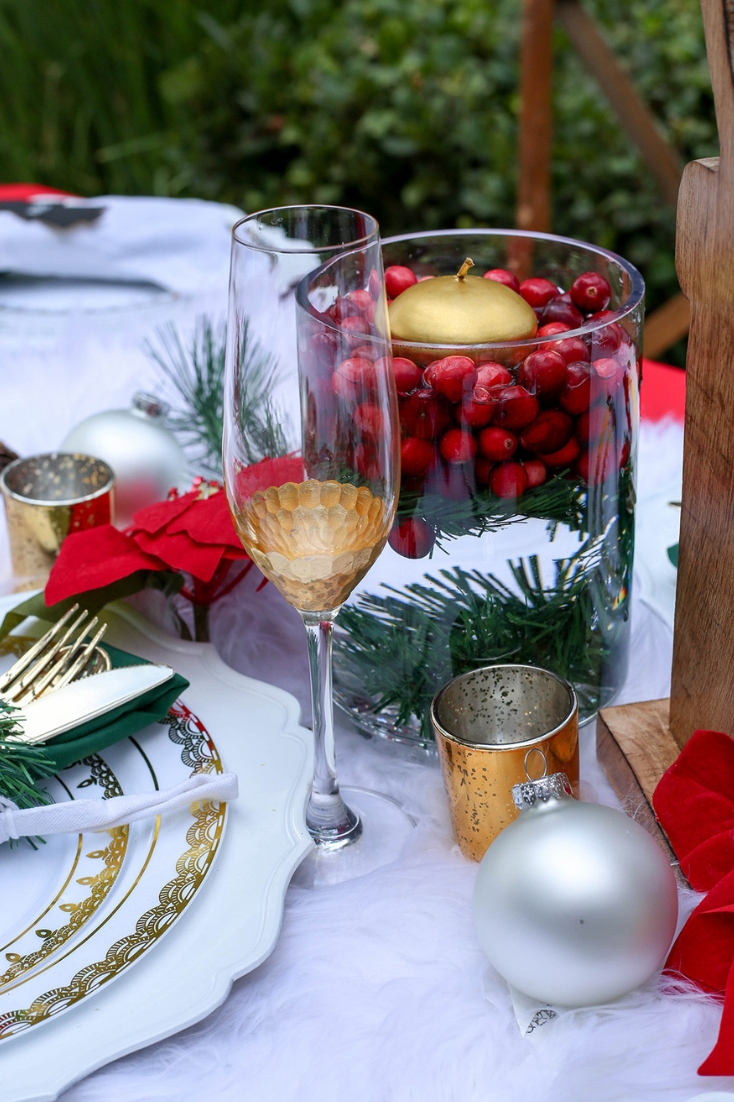 christmas wedding champagne flute in gold