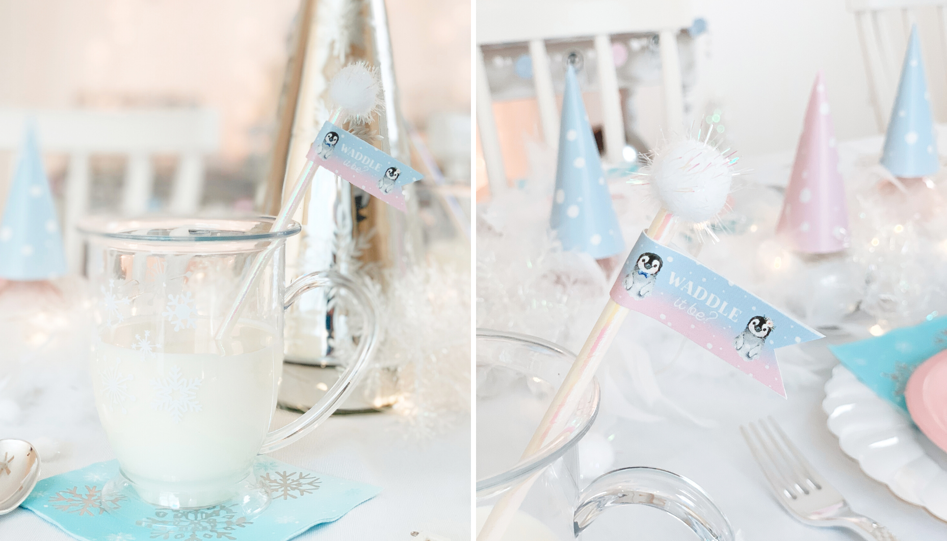 waddle it be penguin gender reveal This sweet soiree featuring fuzzy baby penguins and soft, snowy elements just may be the cutest winter gender reveal party that we've ever seen!