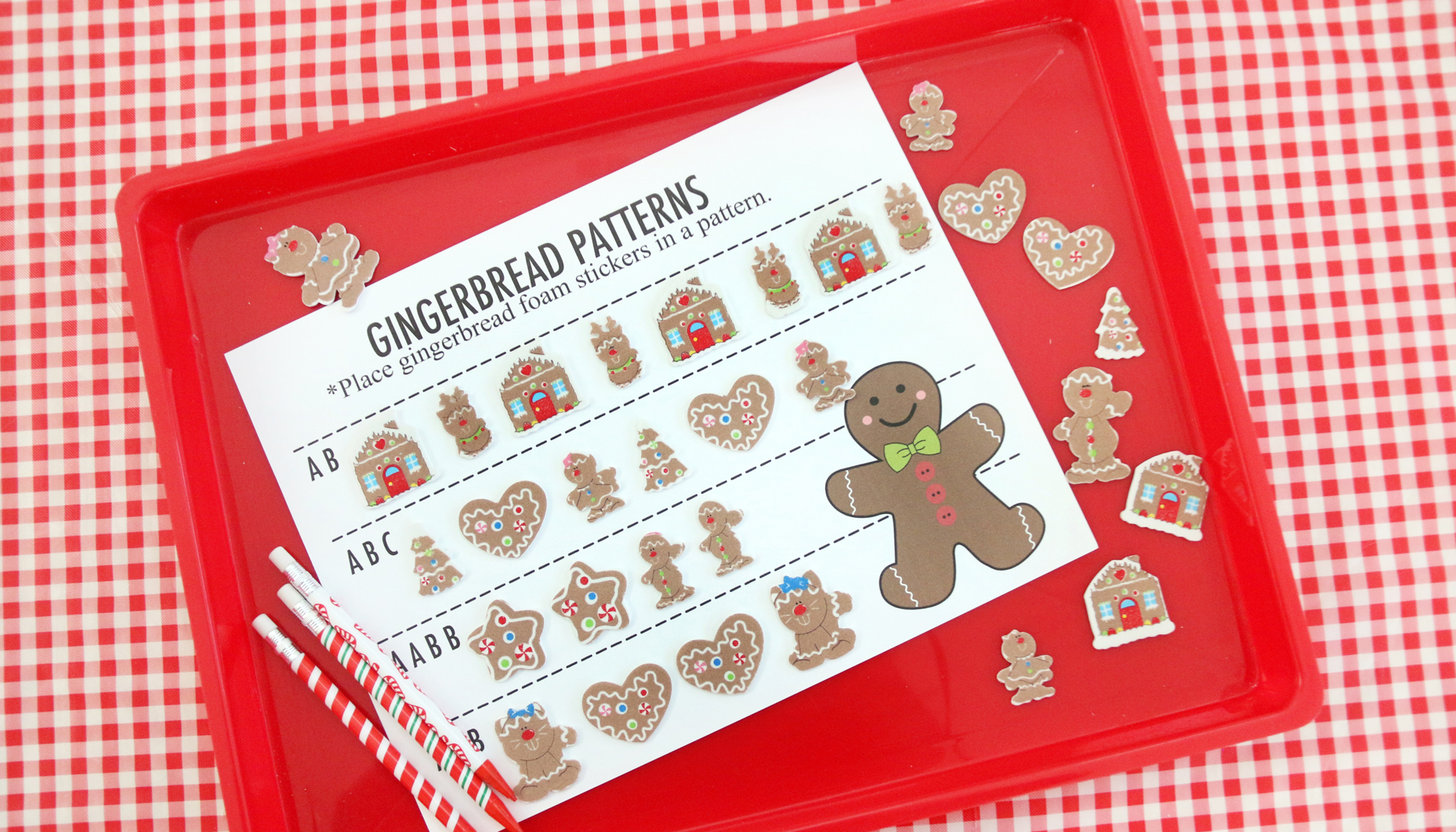 gingerbread man classroom party Gingerbread pattern activity for classroom