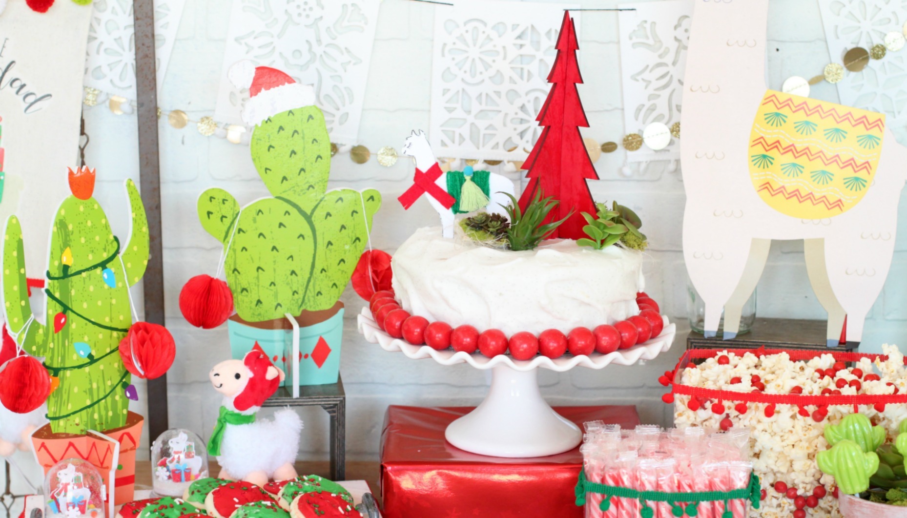 Llama Christmas Fiesta Cake