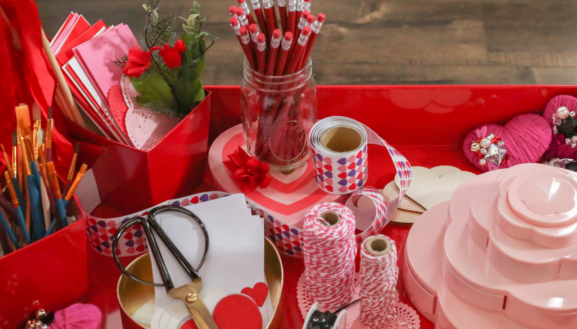 valentines day crafting station