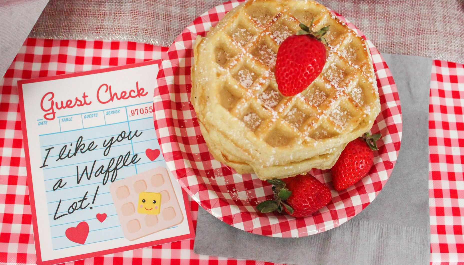stack of waffles with printable guest check