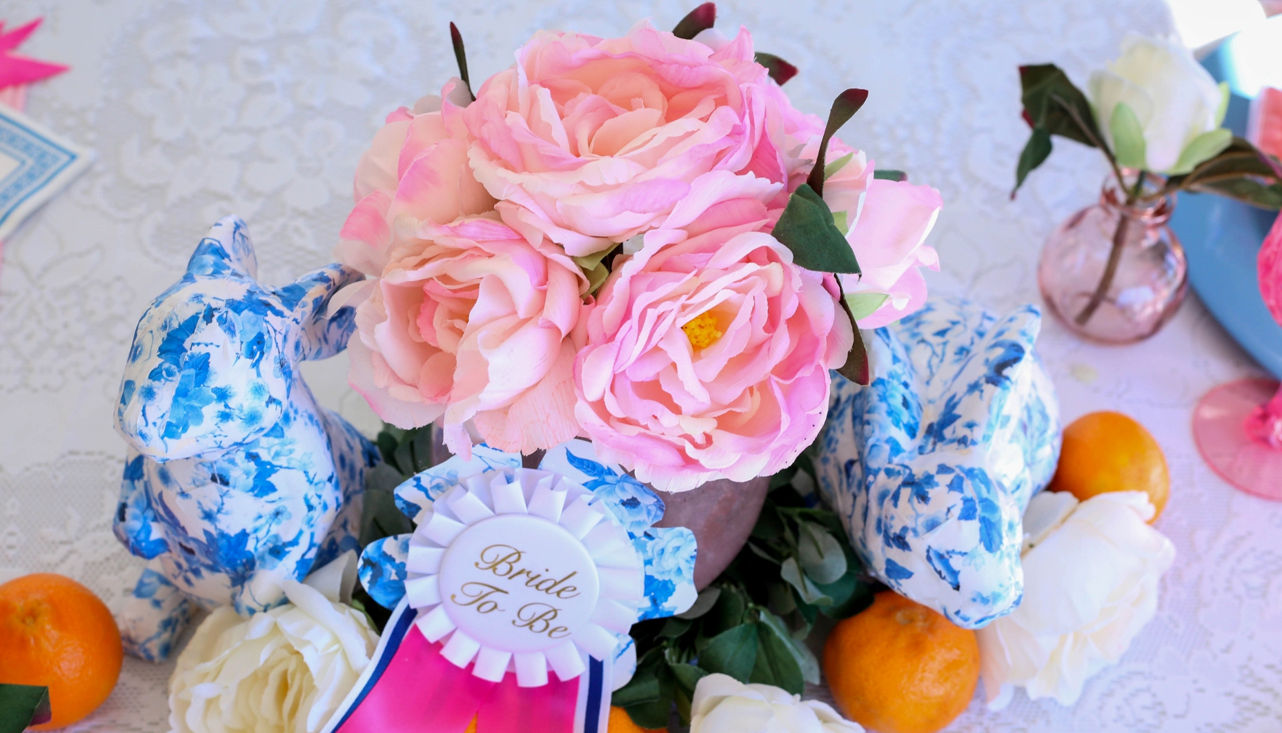 Spring centerpiece for a bridal shower or Easter table