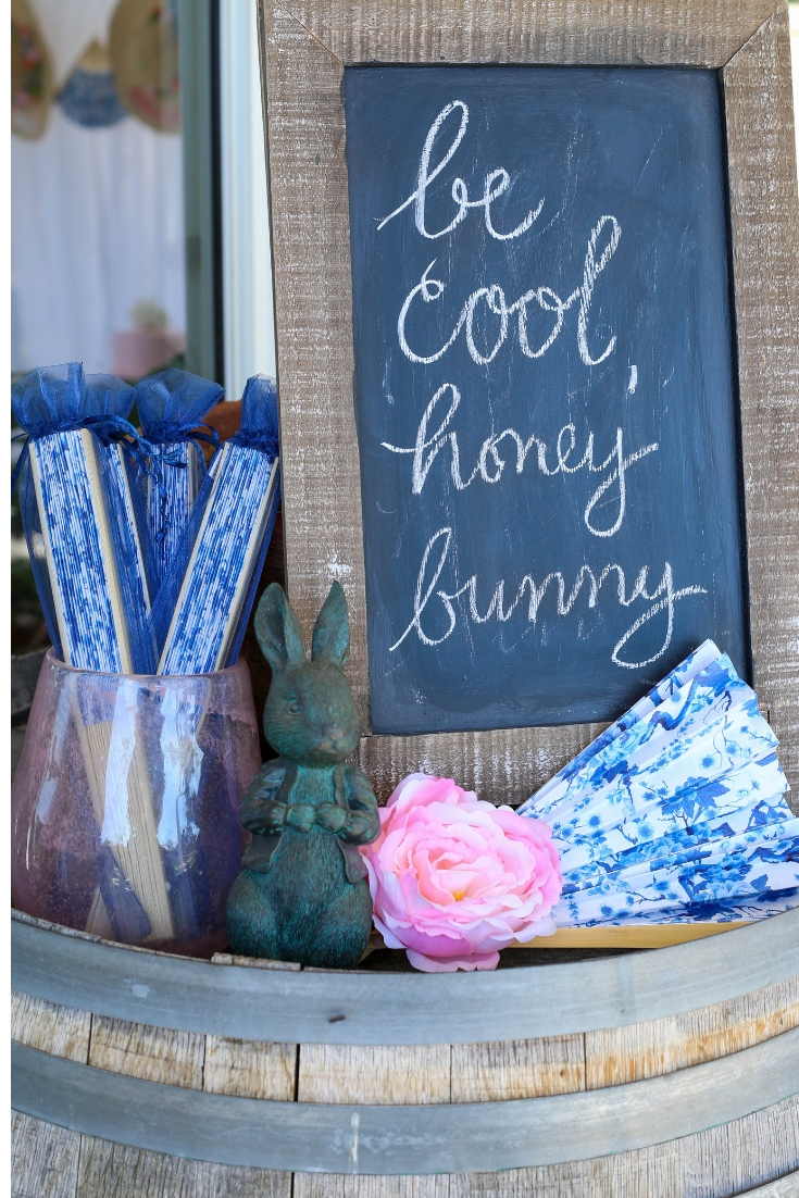 Spring Bridal Shower Hand Fan Display with humorous quote