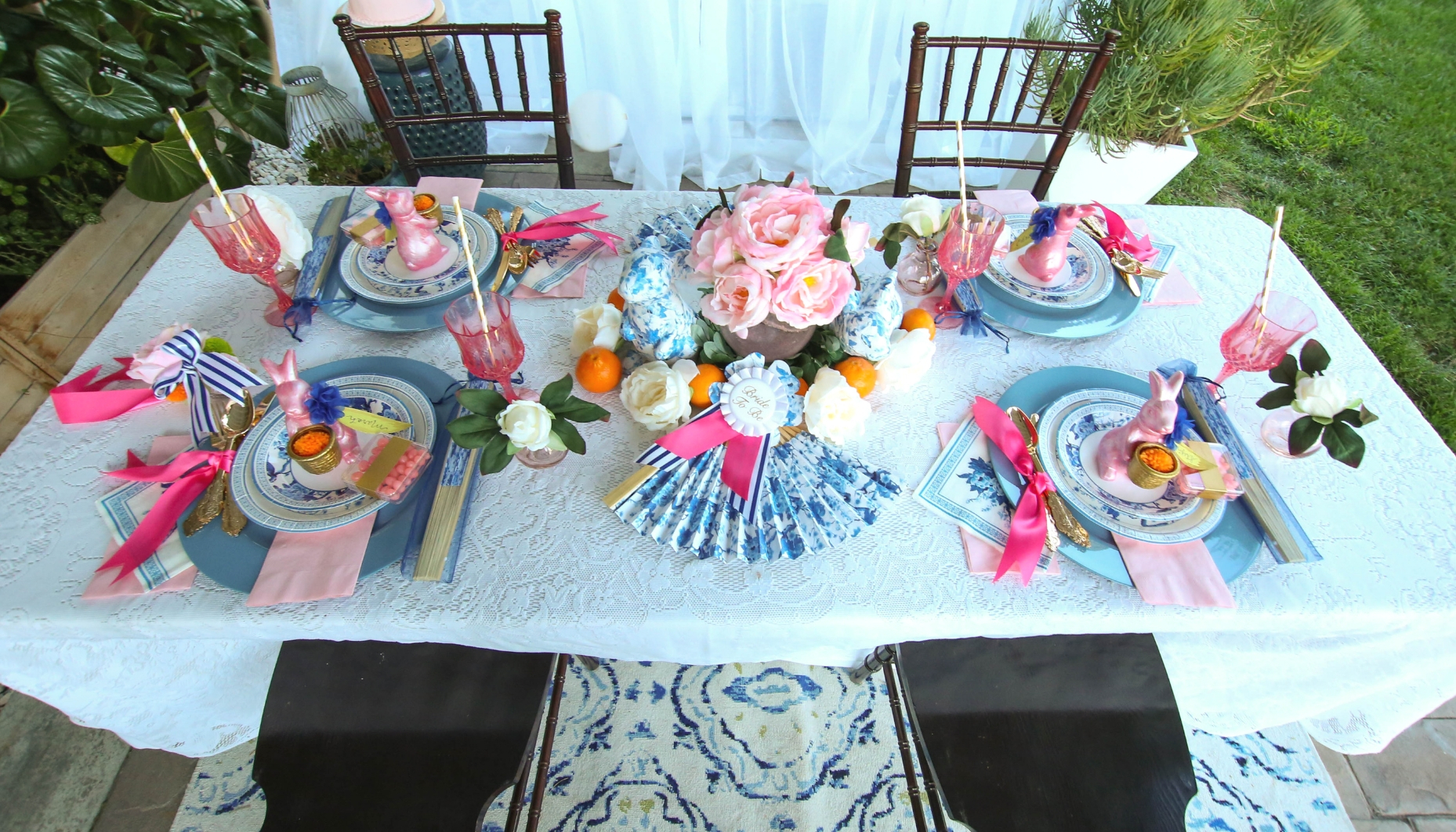 Chinoiserie spring bridal shower tablescape