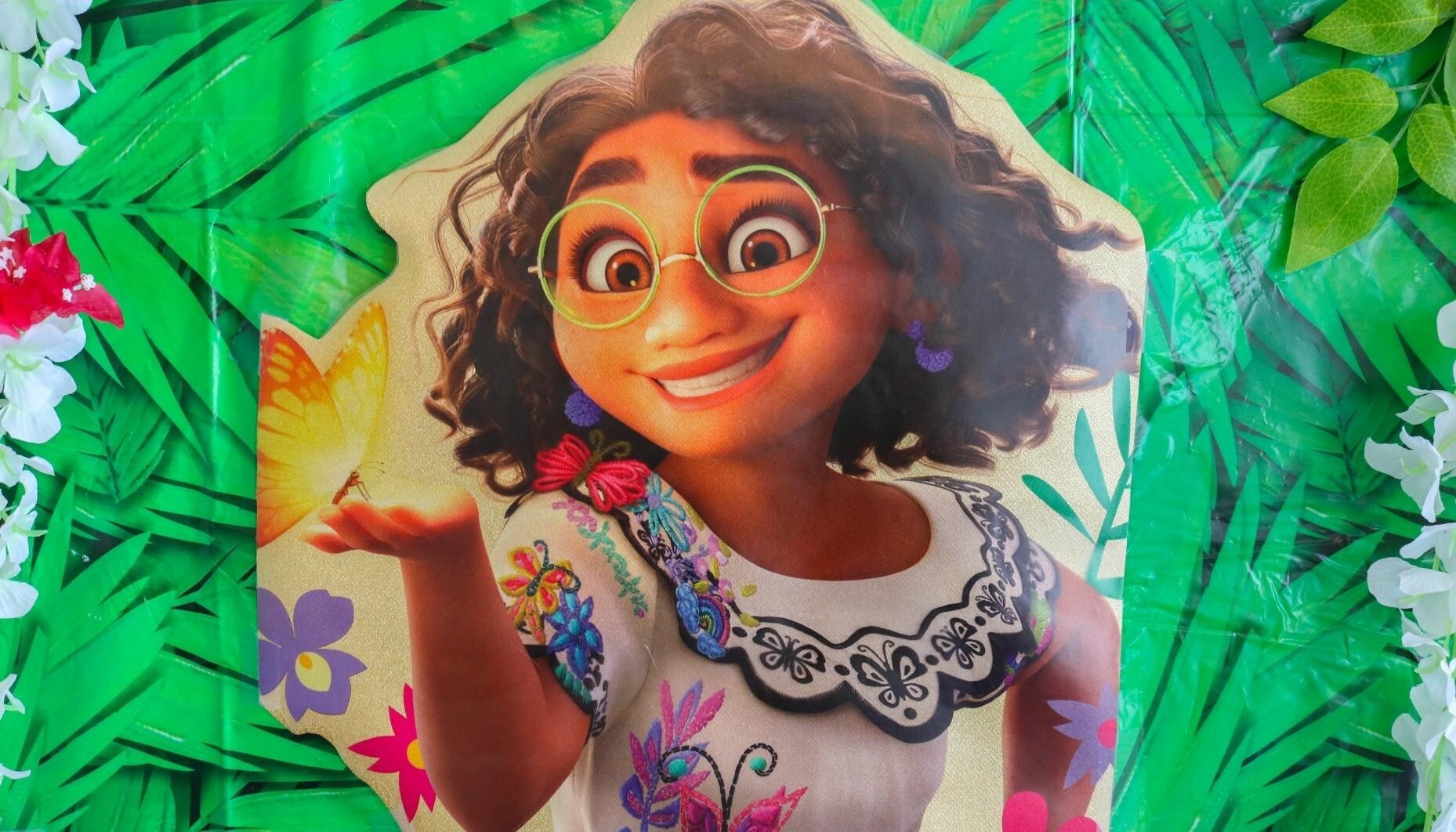 Encanto Birthday Party Mirabel Wall Cling Backdrop with Flowers