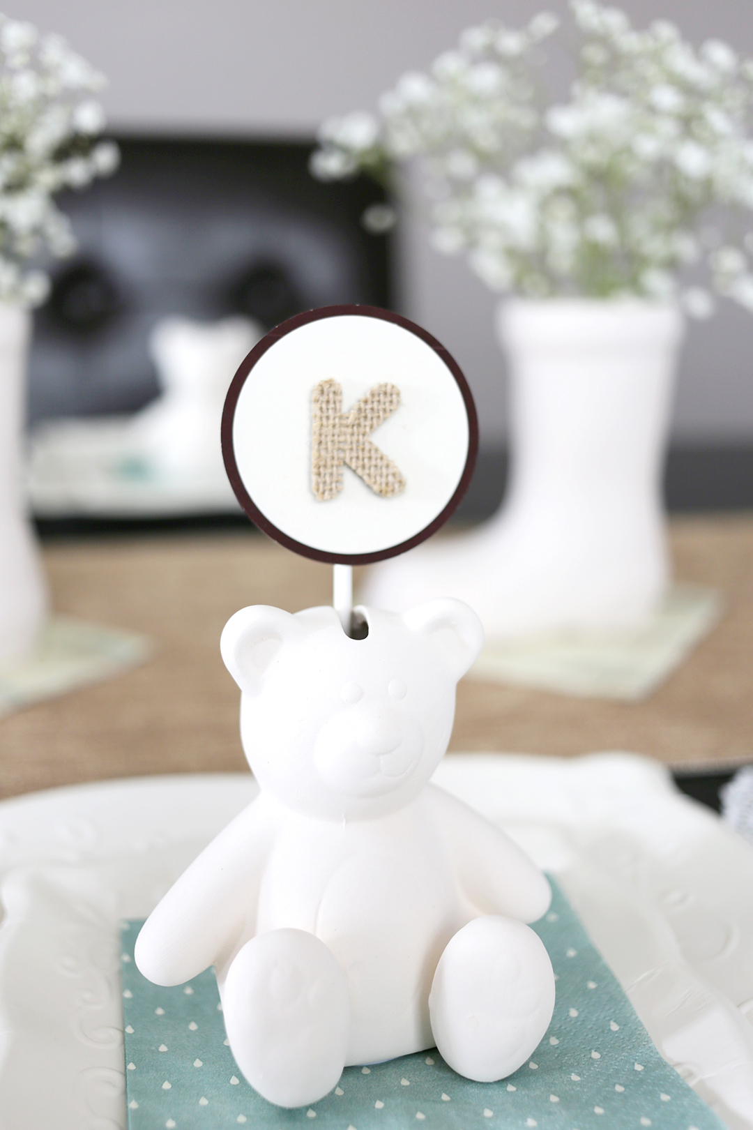 Let It Rain Baby Shower Monogrammed Place Cards