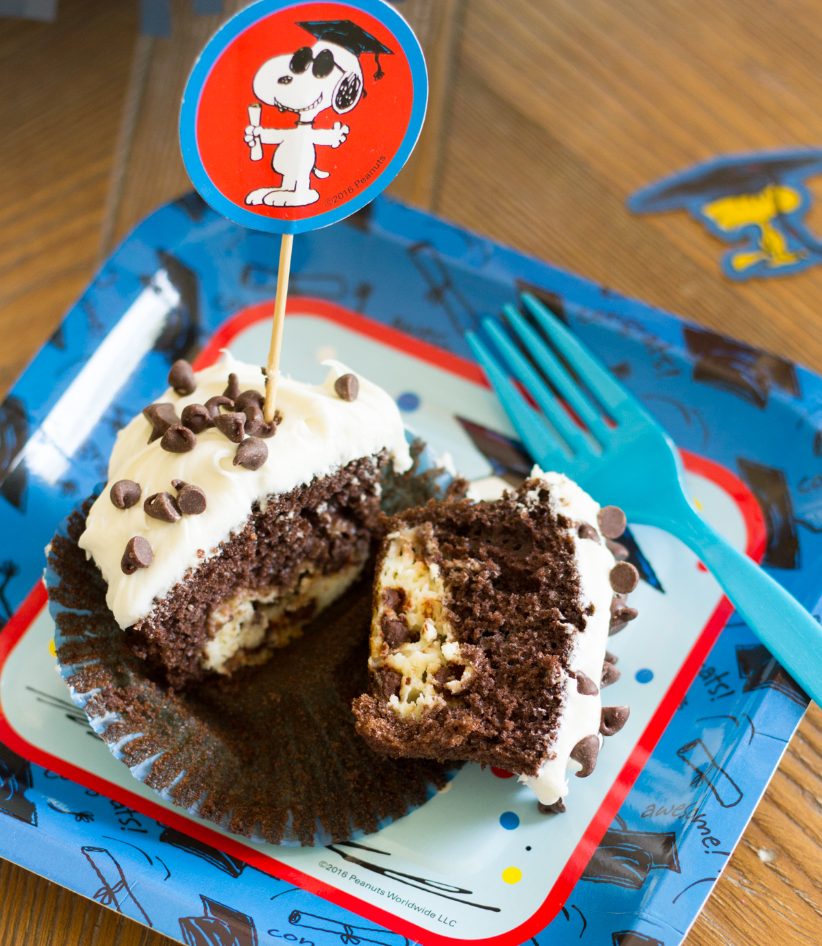 Chocolate chip and cream cheese filled cupcakes