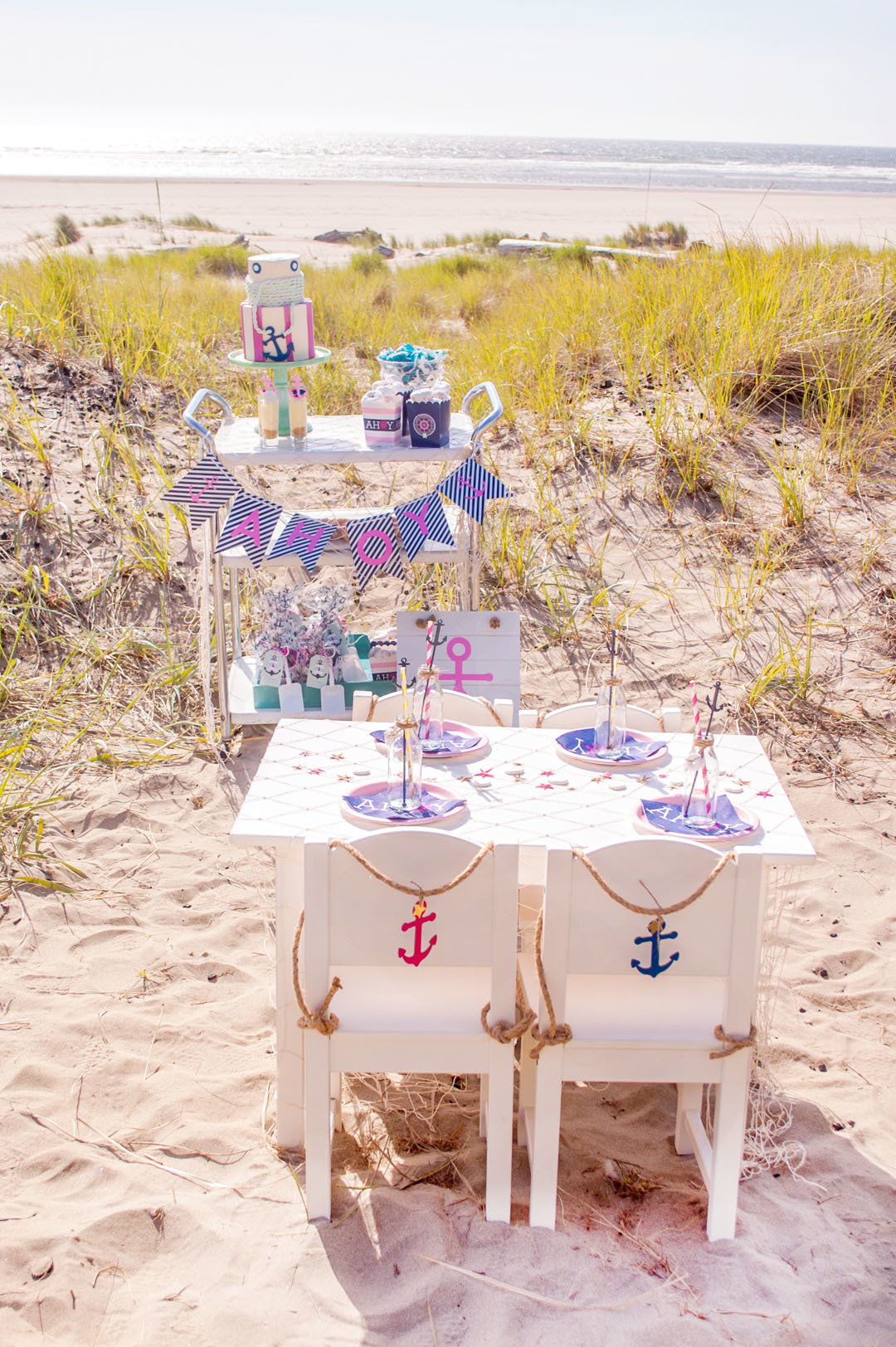 Throw a Girls Nautical Birthday Party featuring shades of Pink, Navy, and Mint with Oriental Trading.