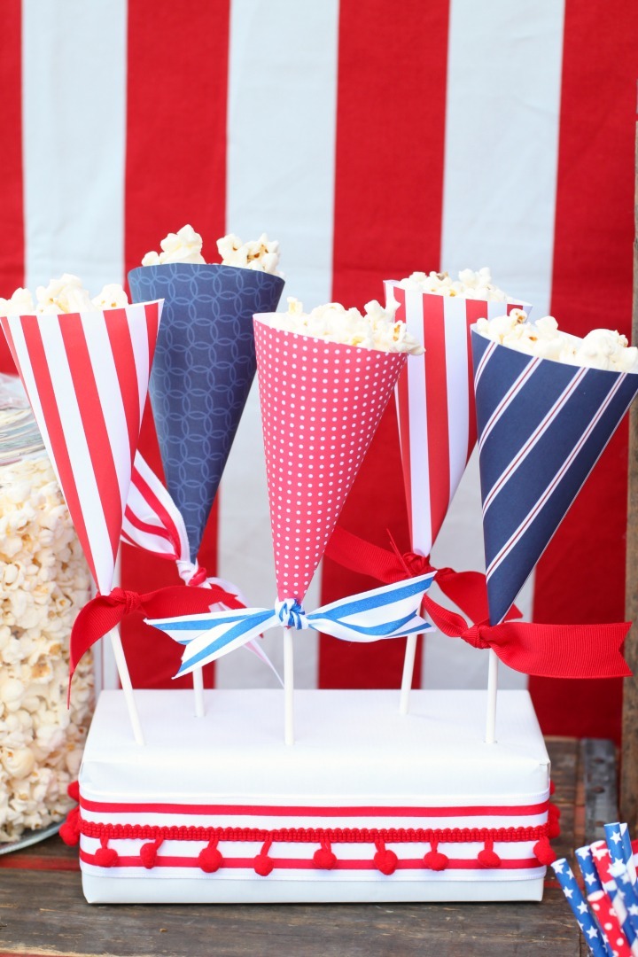 4th of July Popcorn Party Patriotic Popcorn Cones
