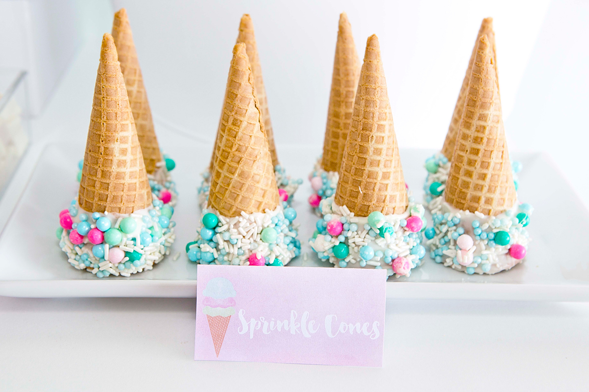 Dipped Ice Cream Party Cones With Sprinkles