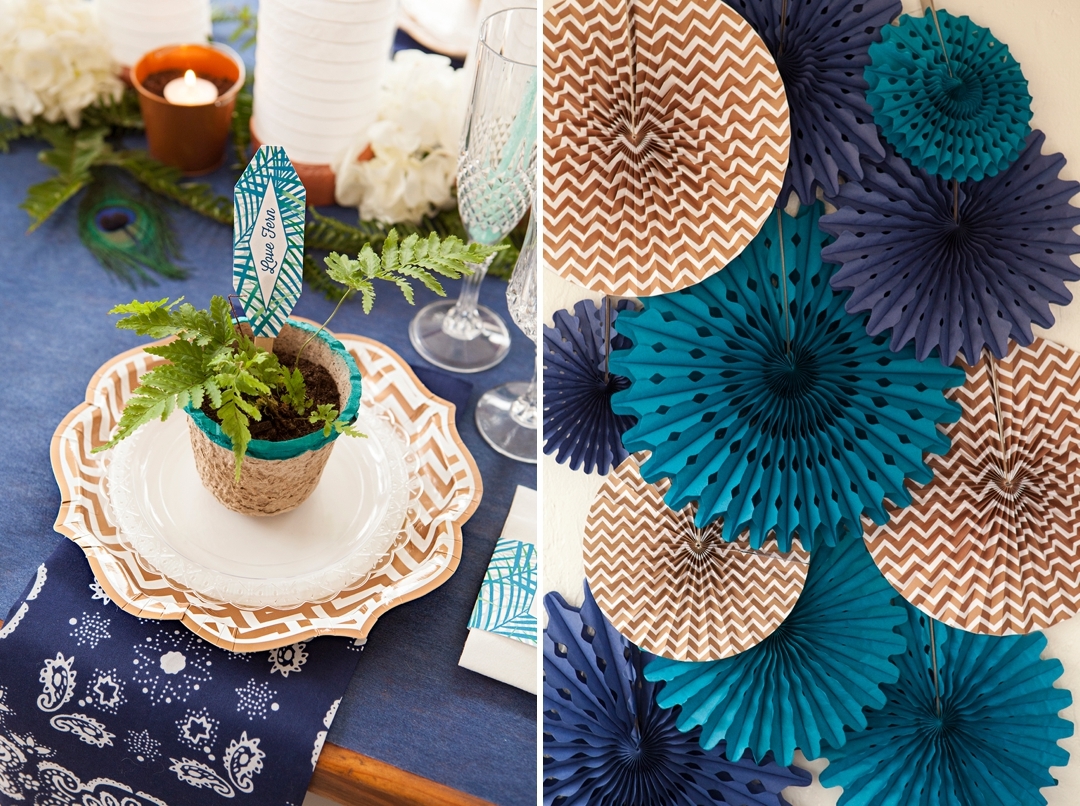 Check out this darling DIY indigo boho wedding tablescape idea!