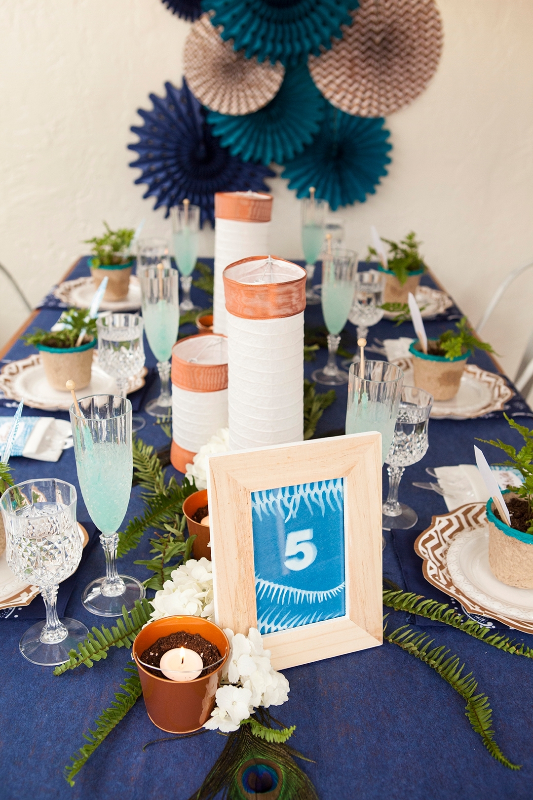 Check out this darling DIY indigo boho wedding tablescape idea!