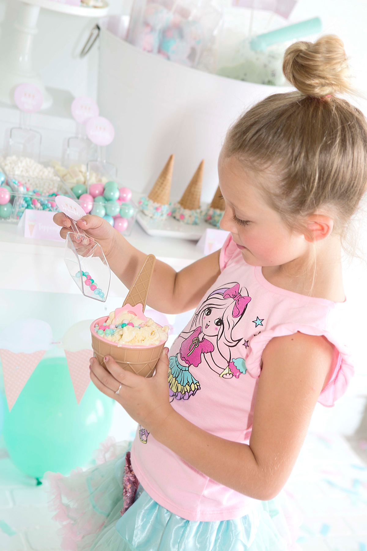 Ice cream Party outfit - aqua and pink party
