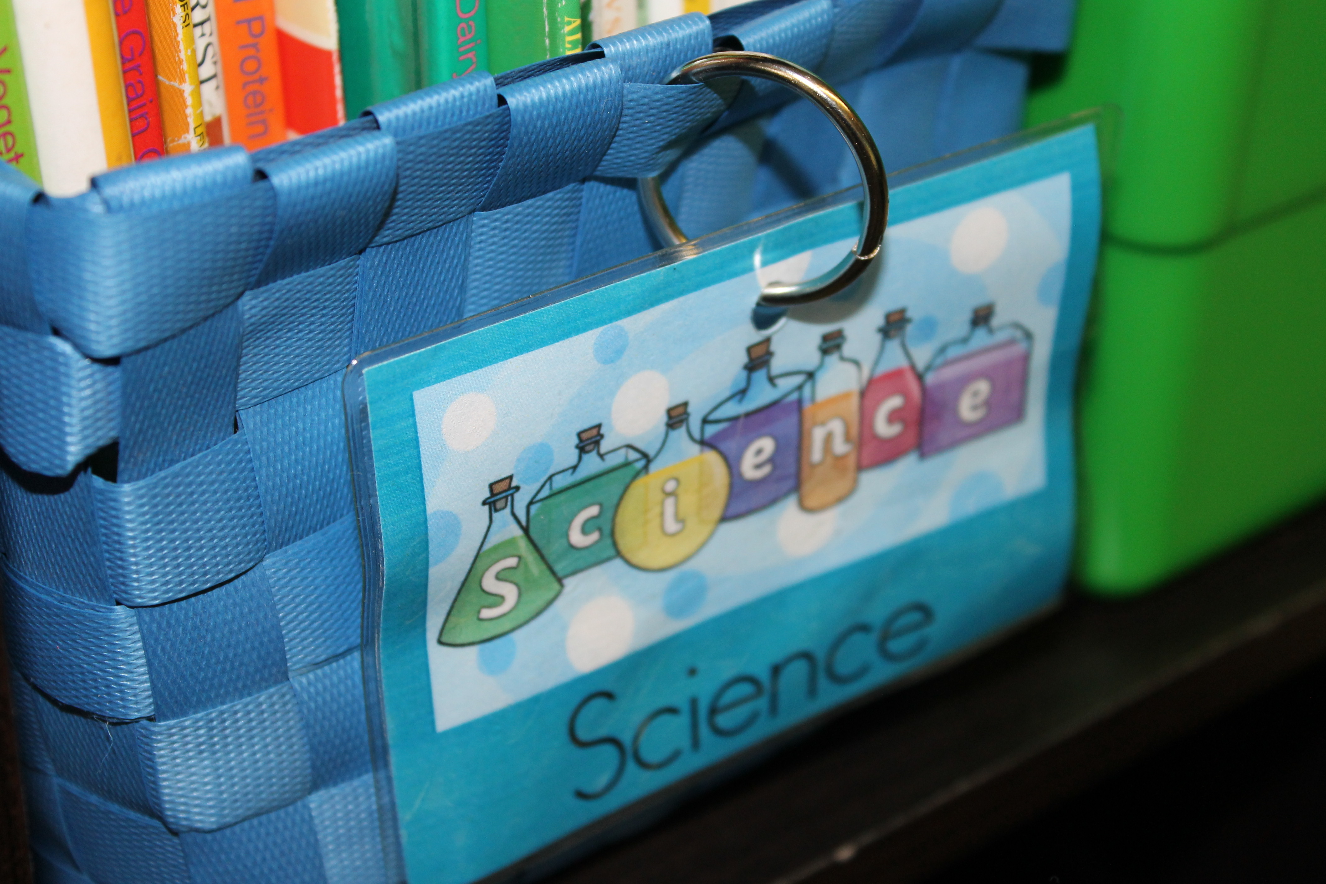 Blue Woven Book Storage Basket