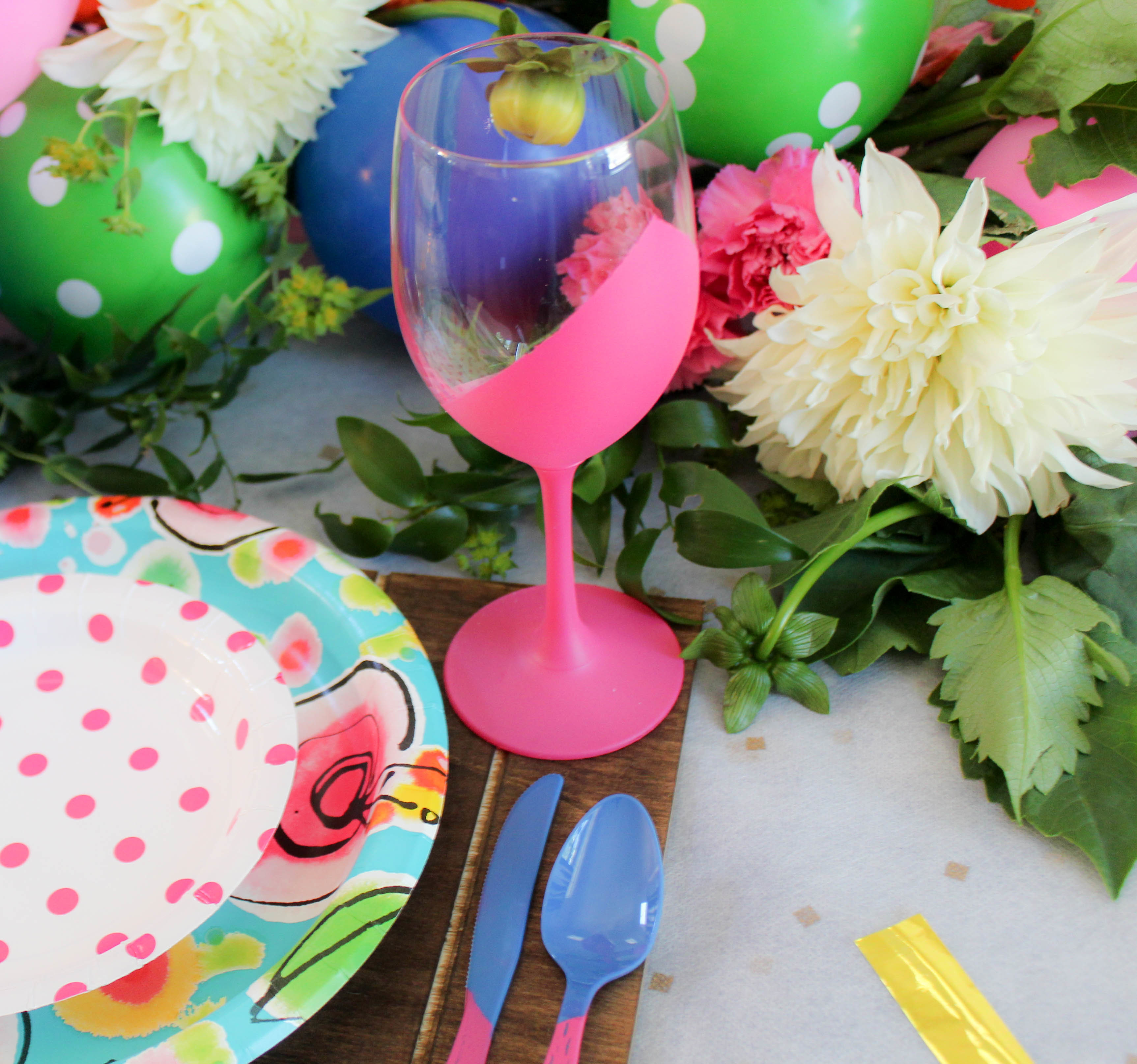 wedding decor painted wine glasses