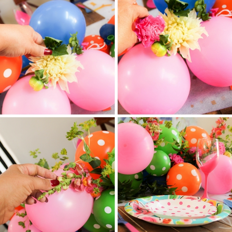 wedding balloon garland with flowers