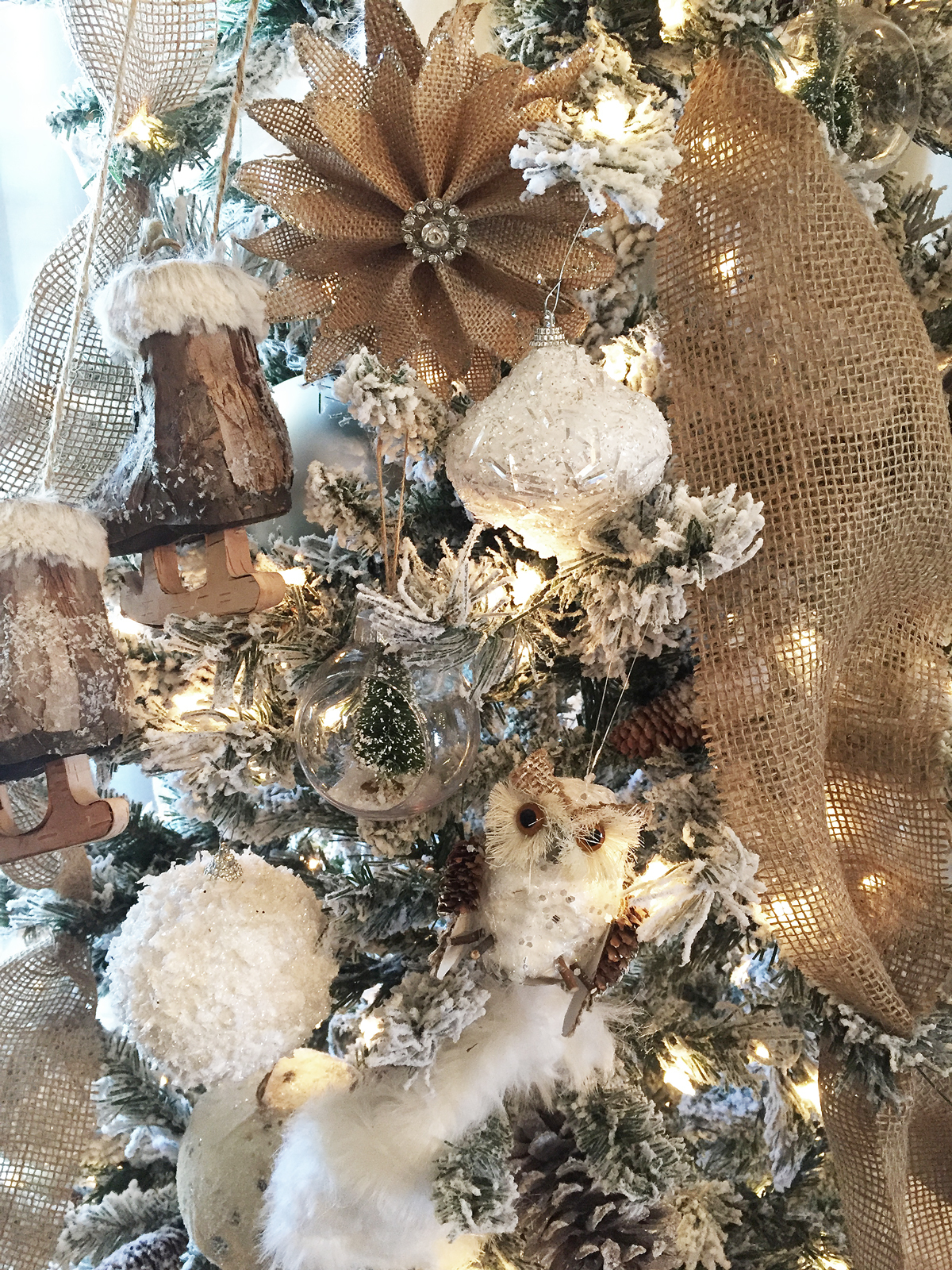 neutral rustic farmhouse tree ornaments