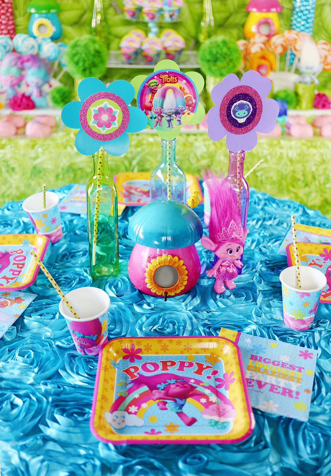 Trolls Poppy Theme Decor Tableware Set Favor Kids Birthday Party Supplies Gift 